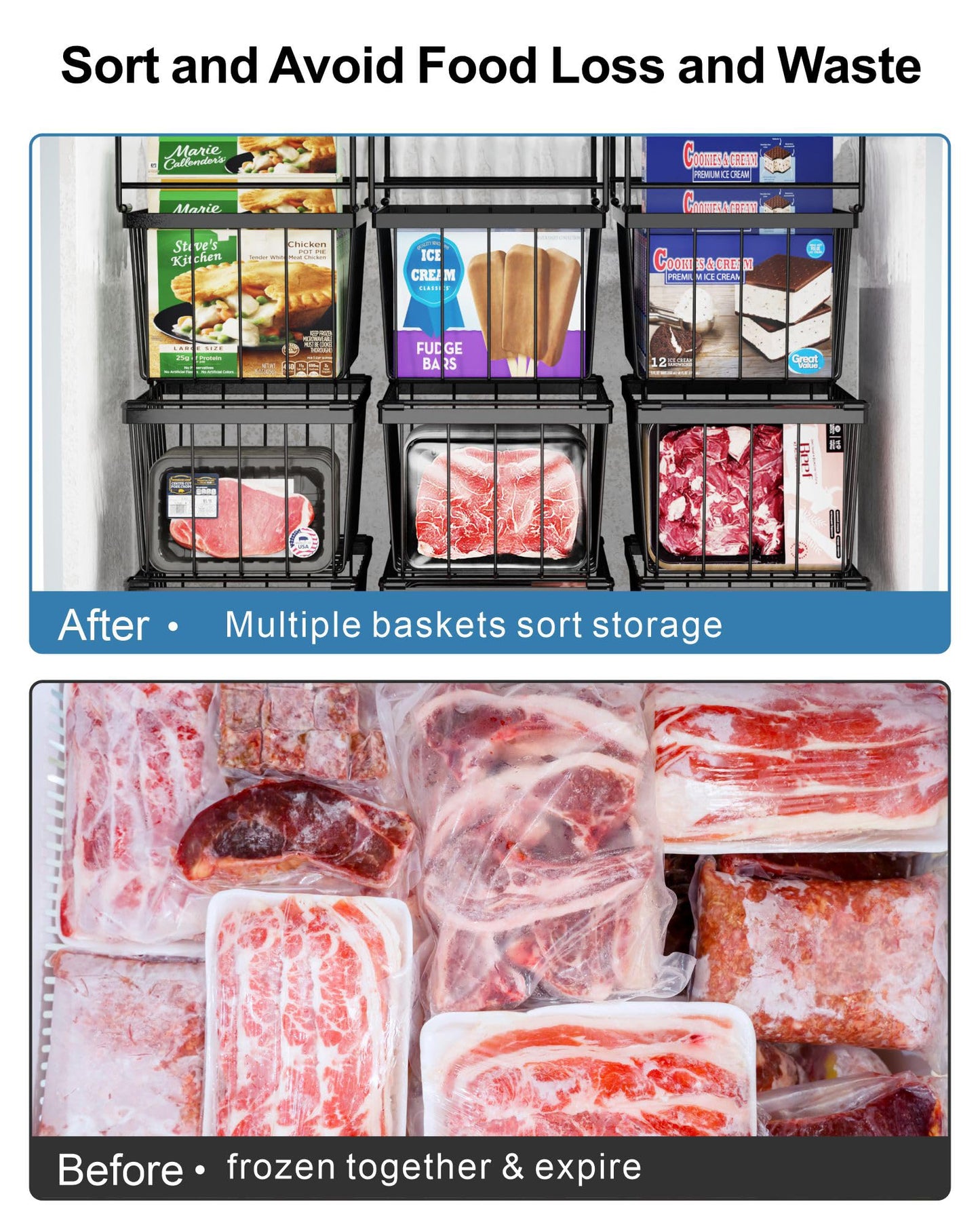 iSPECLE Stackable and Hanging Freezer Organizer Bins (4 Pack, 5 Pack, 6 Pack)