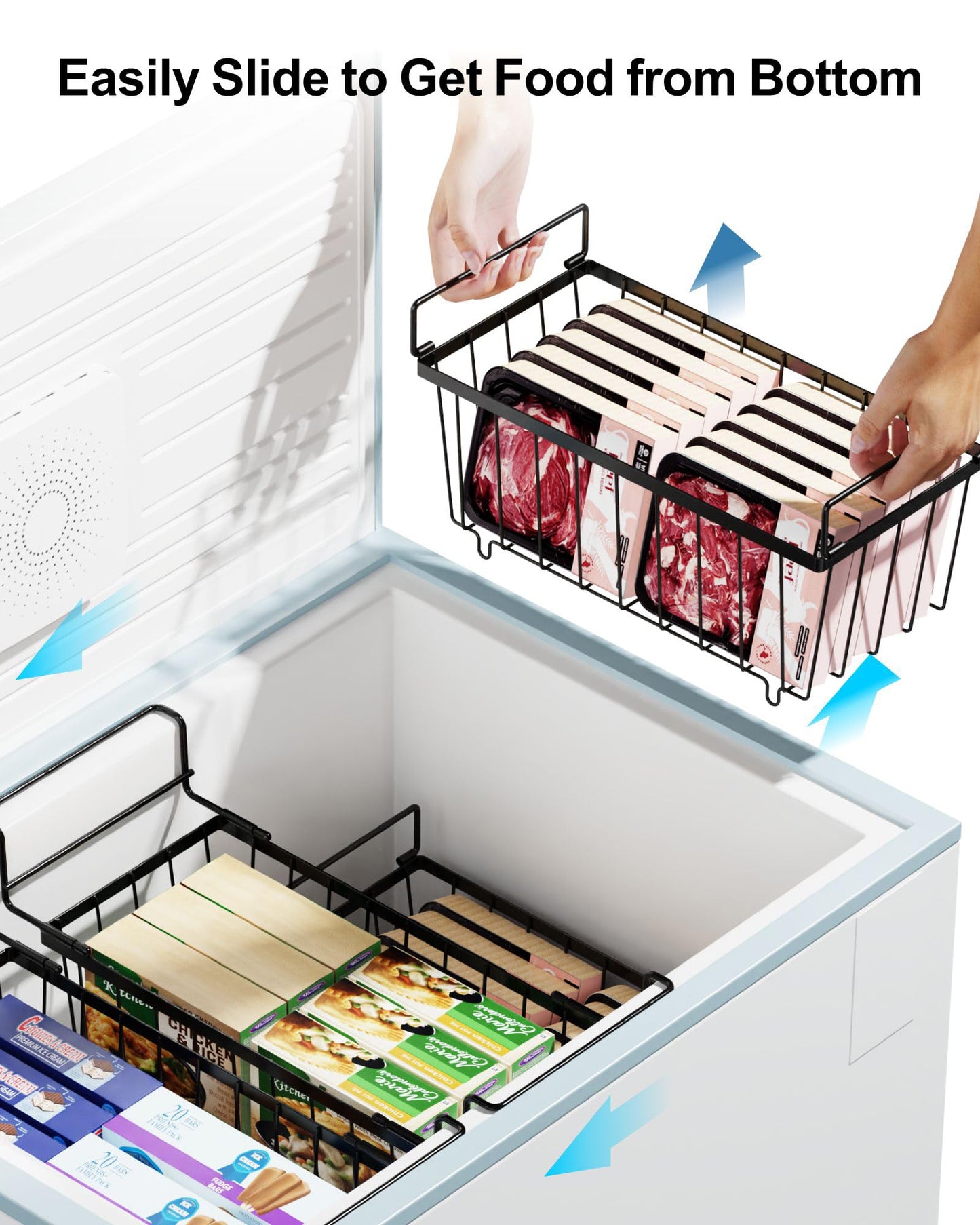iSPECLE Stackable and Hanging Freezer Organizer Bins (4 Pack, 5 Pack, 6 Pack)